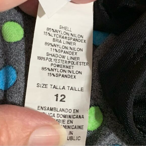 Longitude Swimsuit Women’s Black Multi Colored Polka Dots 12P. - Picture 11 of 13